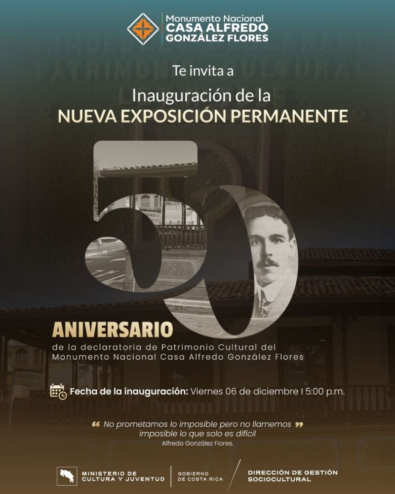 afiche de invitación a la inauguración de la nueva exposición permanente